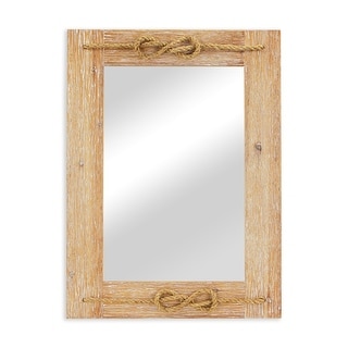 Brown Wooden Nautical Rope Accented Mirror