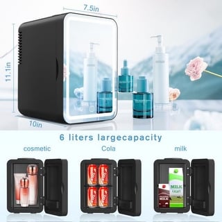 6L Mini Mirrored Fridge for Convenient Storage of Cosmetics and Beverages