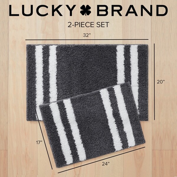 Lucky Brand Harden Striped Heathered Bath Rug with Anti-Skid Backing