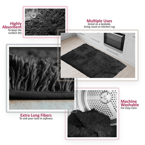 Porch & Den Lorena Shaggy/ Non-slip Rubber Backed Bath Rug Set