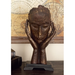 Brown Polystone Traditional Sculpture People 16 x 5 x 8 - 5 x 8 x 16