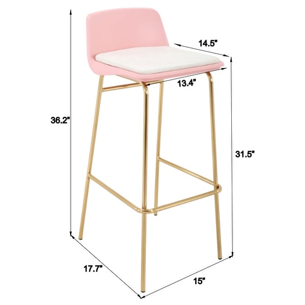 Brage Living Diva Leatherette Cushioned Bar Stool Set - Pink (Set of 2)