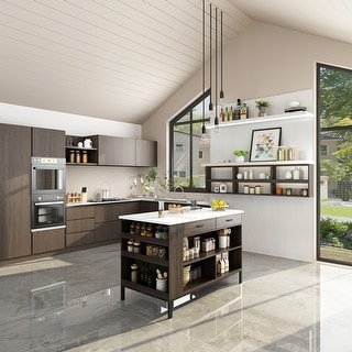 Kitchen Island w/Storage Island Table Kitchen Table w/Large Workspace