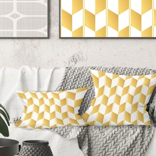 Designart 'Gold and White Geometric Pattern I' Mid-Century Modern Throw Pillow