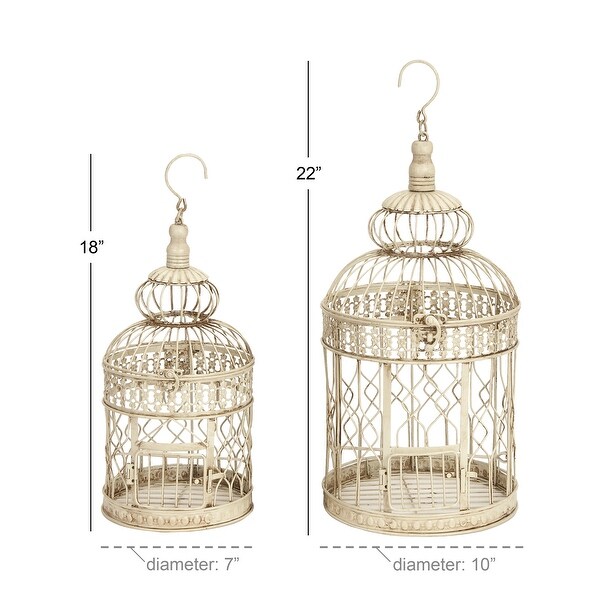 Cream Iron Vintage Birdcage (Set of 2)