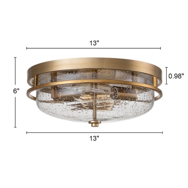 Modern 2-Light Seeded Glass Flush Mount For Kitchen Island