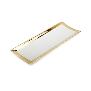 White Oblong Tray Gold Edged - White/gold