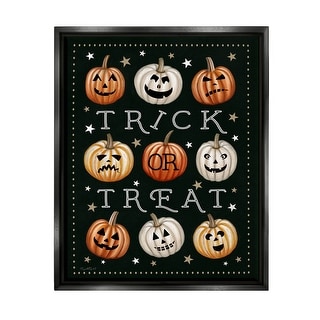 Stupell Trick Or Treat Jack-o-Lanterns Framed Floater Canvas Wall Art, Design by Elizabeth Tyndall
