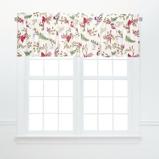 Christmas Sprig Birds Window Cotton Window Curtain Valances (Set of 2) - 15.5 x 72