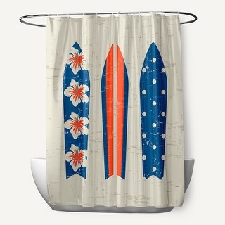 Triple Surf Geometric Print Shower Curtain