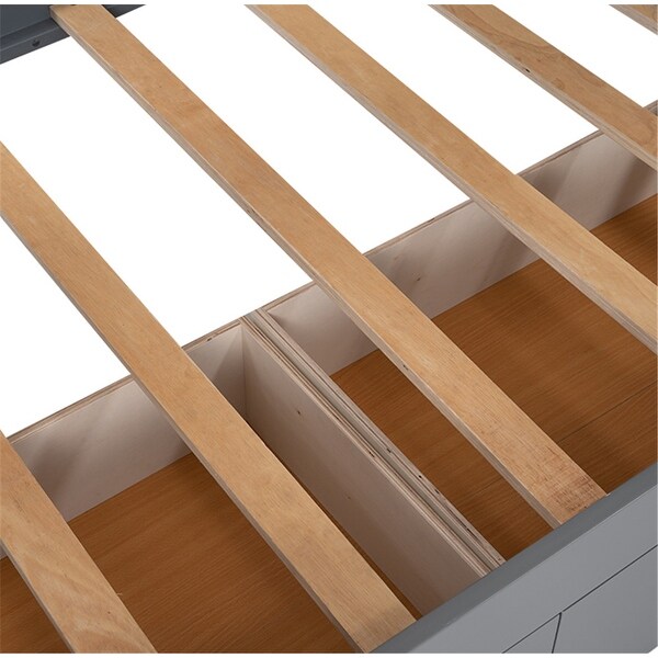 Twin Size Bunk Bed with a Loft Bed Attached, two drawers