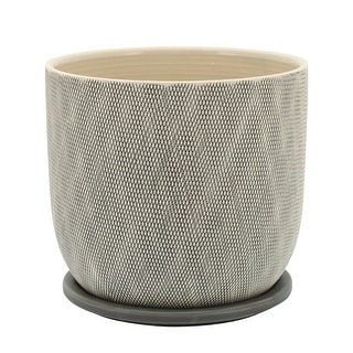 8" Mesh Planter with Saucer, Gray 7.0"H - 8.0" x 8.0" x 7.0"