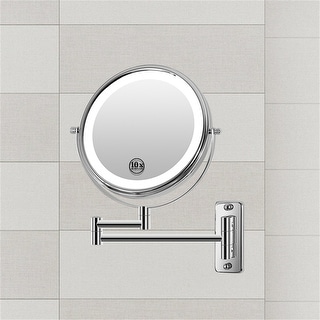 Wall Mounted Makeup Mirror Lighted 10X Magnifying 8" 3 Color Mode