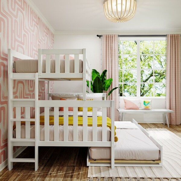 Max and Lily Twin over Full Bunk Bed with Ladder on End and Trundle