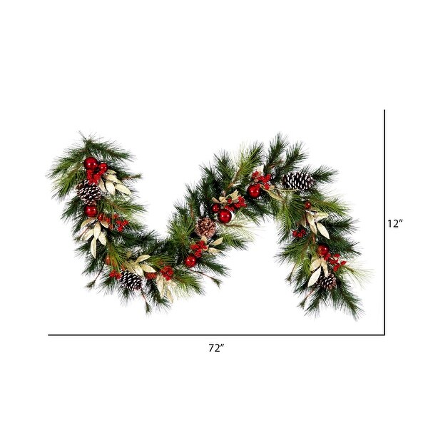 Vickerman 6' x 16" Artificial Christmas Garland, unlit - Green - 6' x 12"