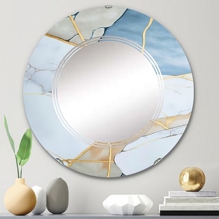 Designart 'Abstract Geode White I' Printed Abstract Marble Wall Mirror