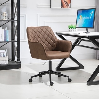 Vinsetto Office Chair with Adjustable Height, Microfiber Cloth, Diamond Line Design, and Mid-Back Padded Armrests