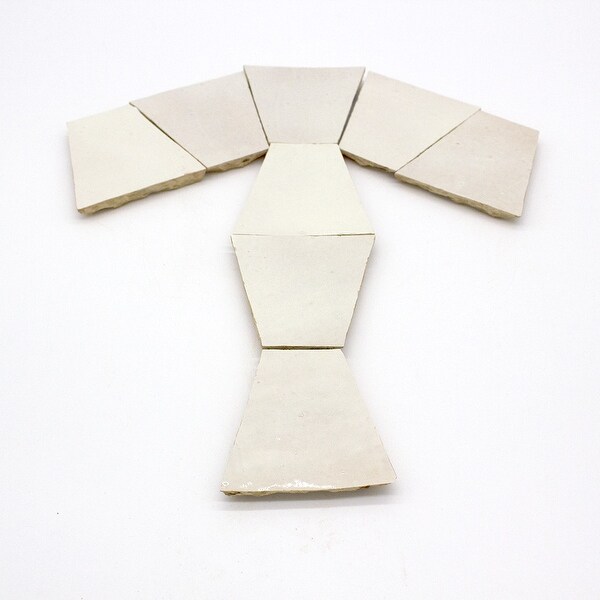 Moroccan Handmade Mosaic Zellige Tile 4"x4" Trapezoid Shape Off White Floor Wall Indoor Outdoor.