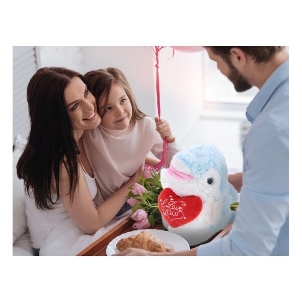 DolliBu I LOVE YOU Moose Super Soft Plush Hand Puppet Animal with Heart - 13 Inches