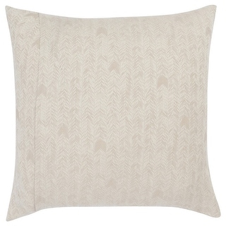 Zima 26 Inch Cotton Euro Pillow Sham, Distressed Herringbone Design, Beige