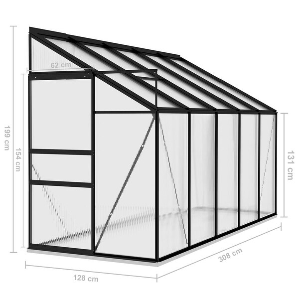 vidaXL Greenhouse Anthracite Aluminum 229.5 ft  - 50.3" x 121.2" x 51.5"/78.3"