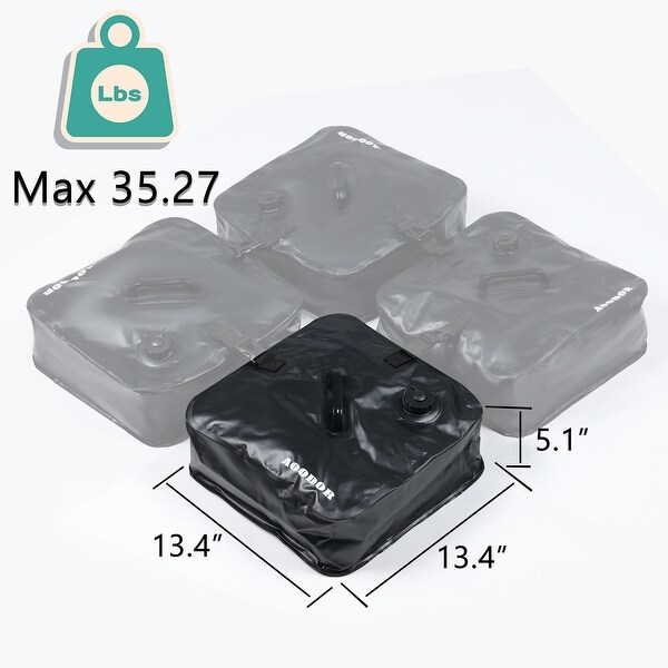 Aoodor Umbrella Weight Bag Water Fillable for Patio Umbrella Square Base 4-Piece - Black - N/A