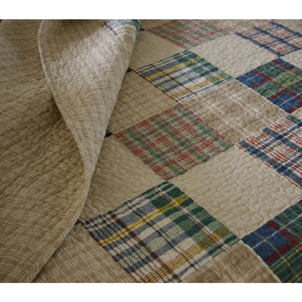 Greenland Home Fashions Oxford Plaid Reversible Quilted Throw