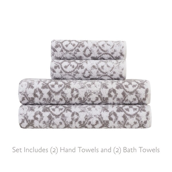 Jessica Simpson Aziza Collection Patterned Bath Towels, Set of 4 - 28" x 52"