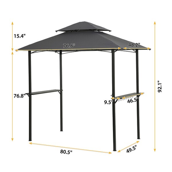 Outdoor Grill Gazebo Shelter Tent,Double Tier Soft Top and Steel Frame