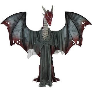 Haunted Hill Farm 6-Ft. Tall Brantley the Brimstone Dragon by SVI, Premium Halloween Animatronic, Plug-In