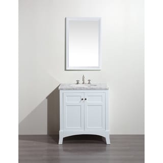 Eviva New York 30 inch White Bathroom Vanity with White Carrara Countertop and Undermount Porcelain Sink