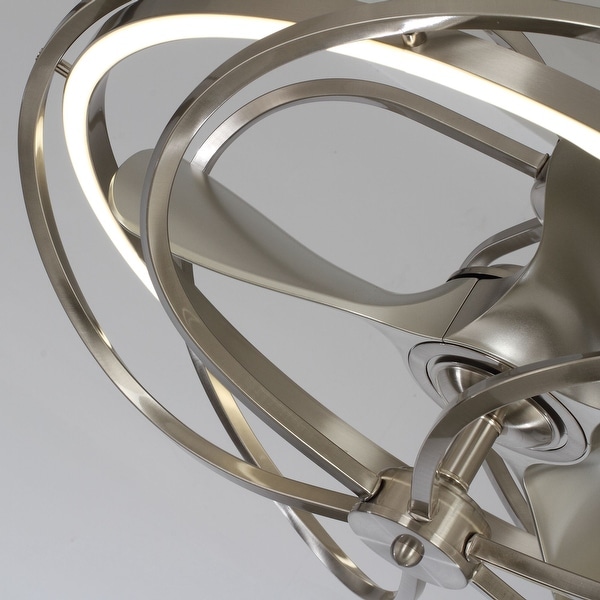 27-inch Satin Nickel 3-Blade Chandelier LED Ceiling Fan with Remote