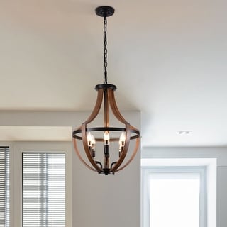 Farmhouse Wood Chandelier Rustic Ceiling Light Pendant