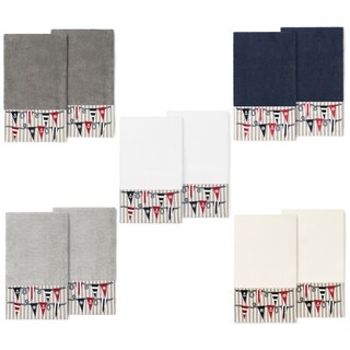 Authentic Hotel and Spa 100% Turkish Cotton Ethan 2PC Embellished Bath Towel Set