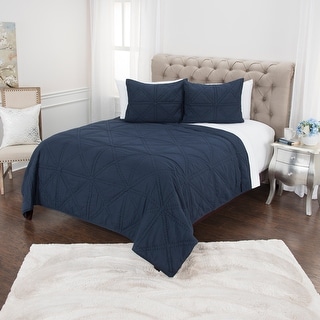 Rizzy Home Simpson Indigo, Navy Blue Geometric Queen-size Quilt Set