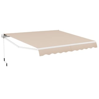 12'x 10' Retractable Patio Awning Aluminum Sunshade Shelter-Beige