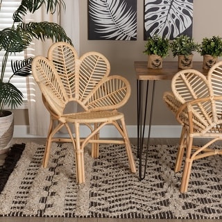 Bianca Modern Bohemian Natural Brown Rattan Flower Chair