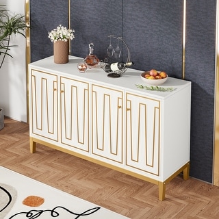 55-inch Sideboard Buffet Cabinet with 4 Doors, Kitchen Buffet Table for Dining Living Room,TV Console