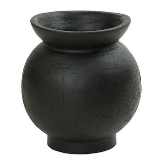 Harp & Finial Emory Vase - Matte Black Finish On Ceramic