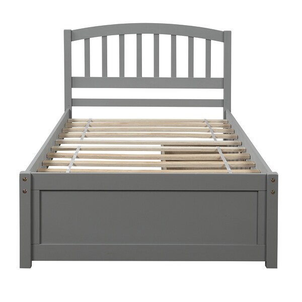 Twin Wood Platform Bed Storage Bed with Headboard