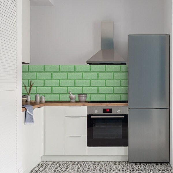 9 Sheets Peel and Stick Tiles Backsplash, 7.87"x3.94"x0.02" Green