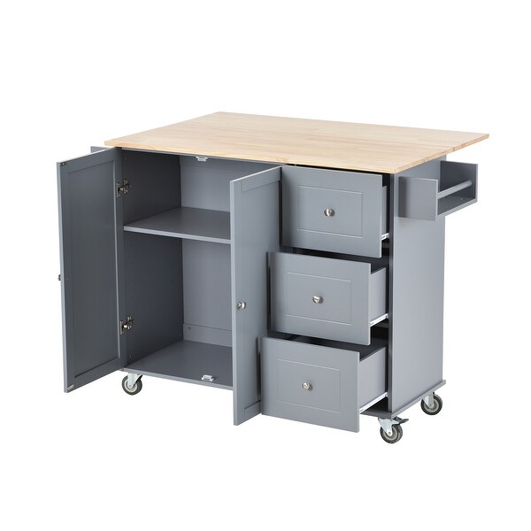 Rolling Mobile Kitchen Island with Solid Wood Top and Locking Wheels