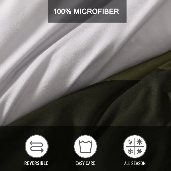 Eddie Bauer Skyline Stripe Reversible Green Microfiber Duvet Cover Set