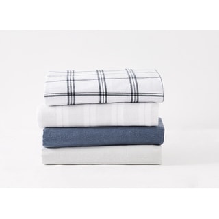 Truly Soft Printed and Solid Cotton Flannel 4 Piece Sheet Set