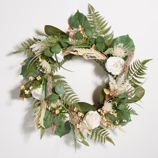 SAFAVIEH Faux 28-inch Rose & Fern Wreath
