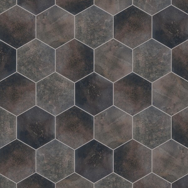 Merola Tile Capri Hex Nero 7" x 8" Porcelain Floor and Wall Tile