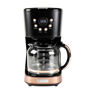 Haden Heritage 12 Cup Programmable Retro Coffee Maker Machine, Black/Copper - Black - 6.89