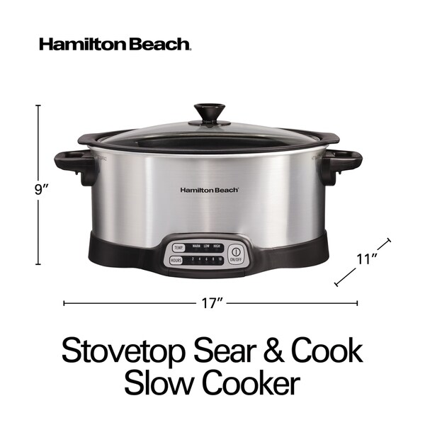 Hamilton Beach Stovetop Sear & Cook 6 QT Slow Cooker