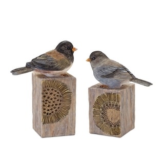 Bird on Block (Set of 2) - 4 x 2.5 x 6.25; 4.25 x 2.5 x 5.5