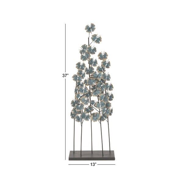 Turquoise Iron Contemporary Sculpture Nature 37 x 13 x 6 - 13 x 6 x 7